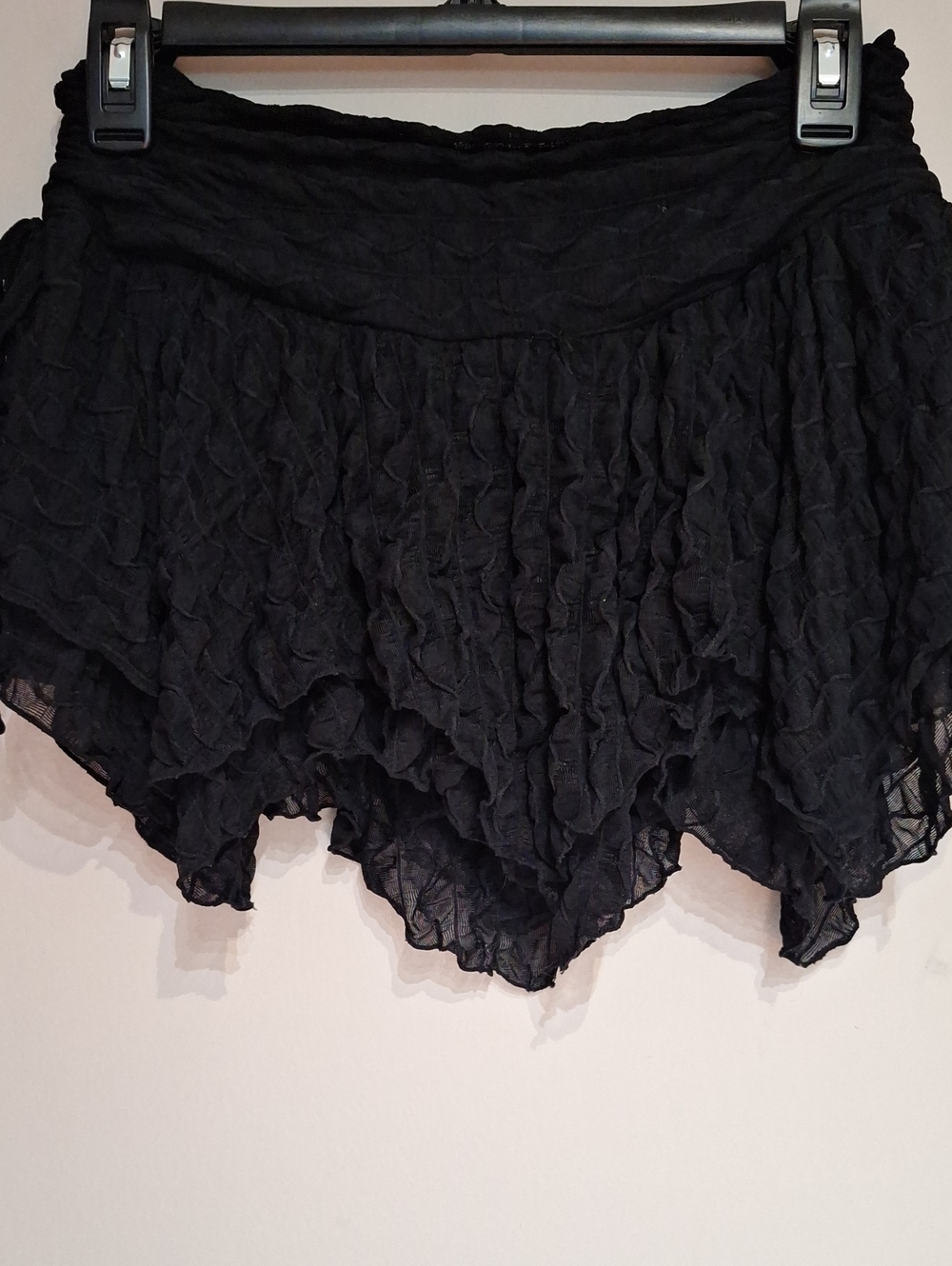 Black Ruffled Handkerchief Hem Skort